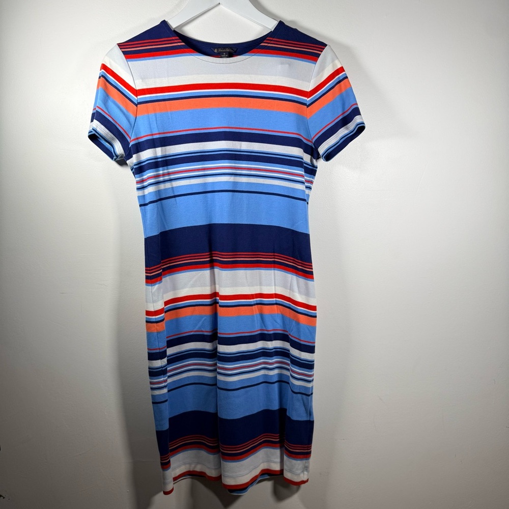 Brooks Brothers Striped Dress Multi-color Casual Cotton Short Sleeve Size S